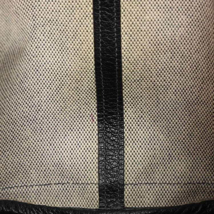 Pre Owned Hermes Garden Party 36 Beige/Black Toile Canvas and Negonda Leather Tote