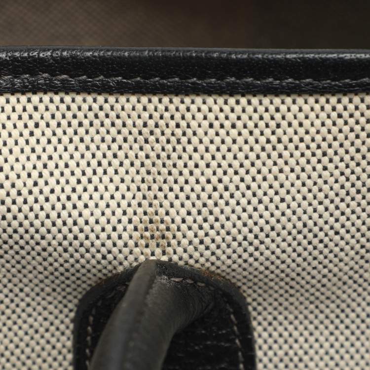 Pre Owned Hermes Garden Party 36 Beige/Black Toile Canvas and Negonda Leather Tote