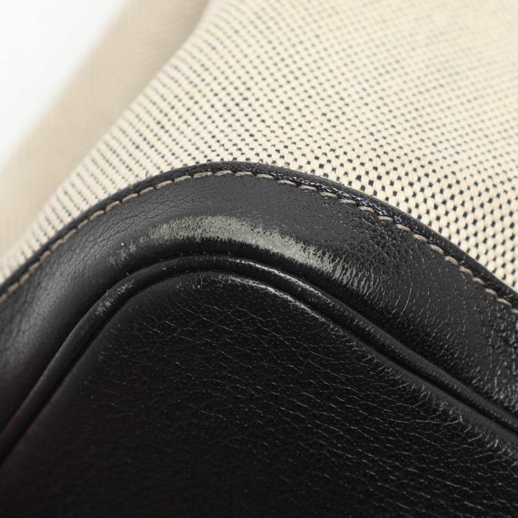 Pre Owned Hermes Garden Party 36 Beige/Black Toile Canvas and Negonda Leather Tote