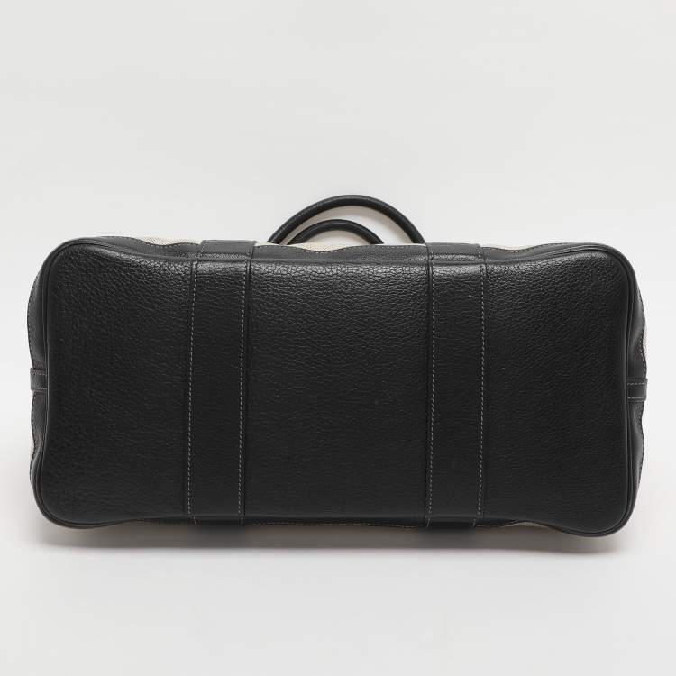 Pre Owned Hermes Garden Party 36 Beige/Black Toile Canvas and Negonda Leather Tote