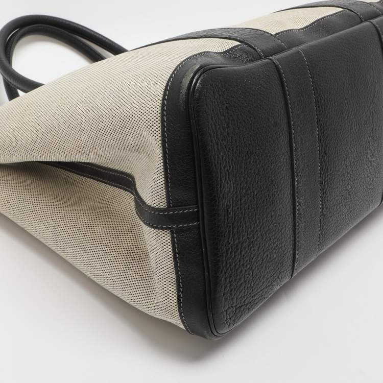 Pre Owned Hermes Garden Party 36 Beige/Black Toile Canvas and Negonda Leather Tote