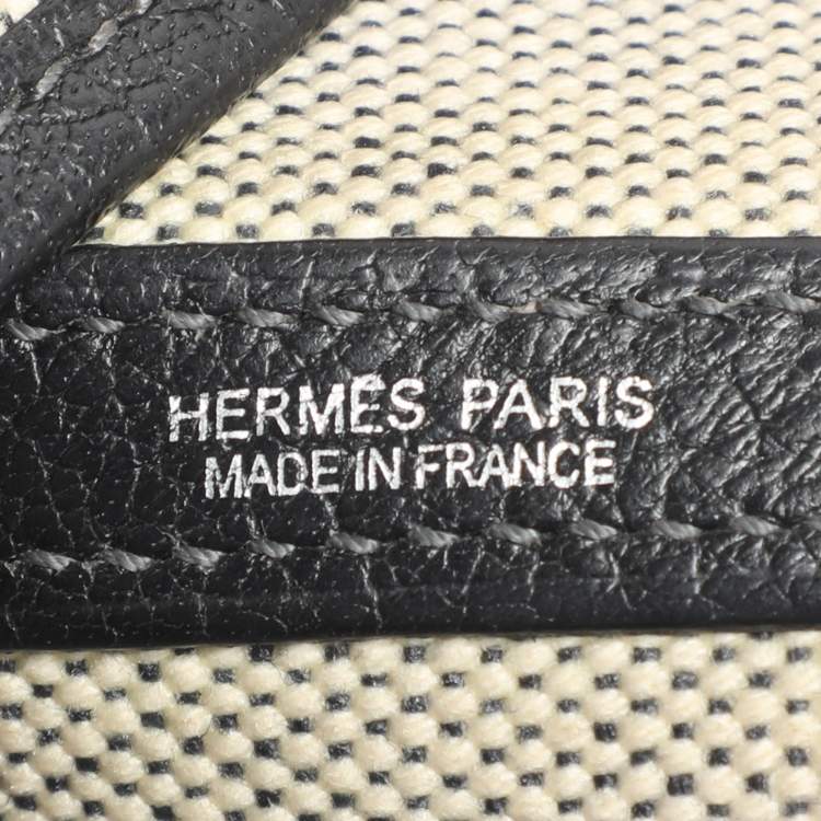 Pre Owned Hermes Garden Party 36 Beige/Black Toile Canvas and Negonda Leather Tote