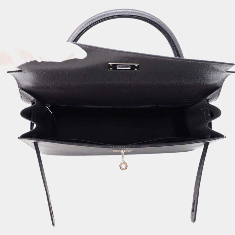 Pre Owned Hermes Kelly Sellier Graphite Courchevel Size 32