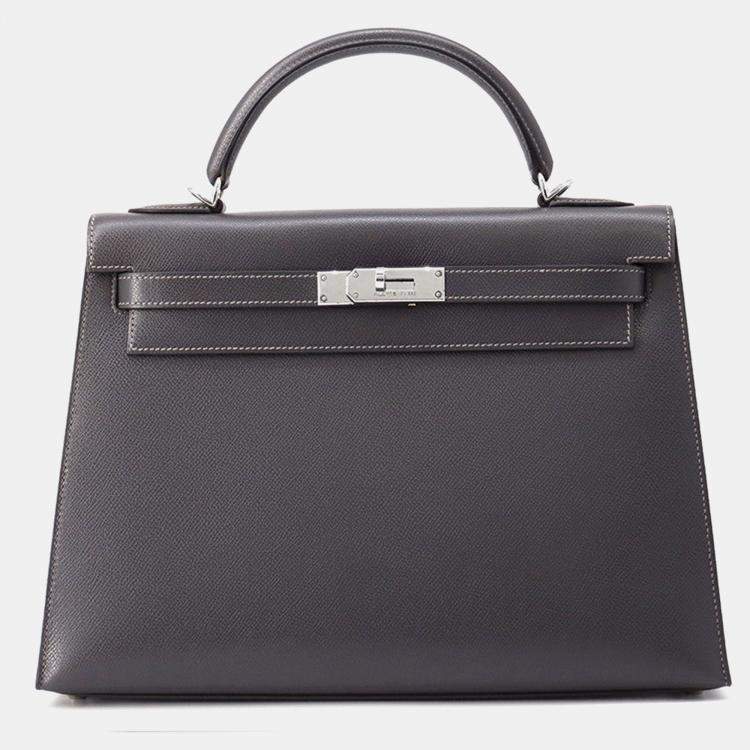 Pre Owned Hermes Kelly Sellier Graphite Courchevel Size 32
