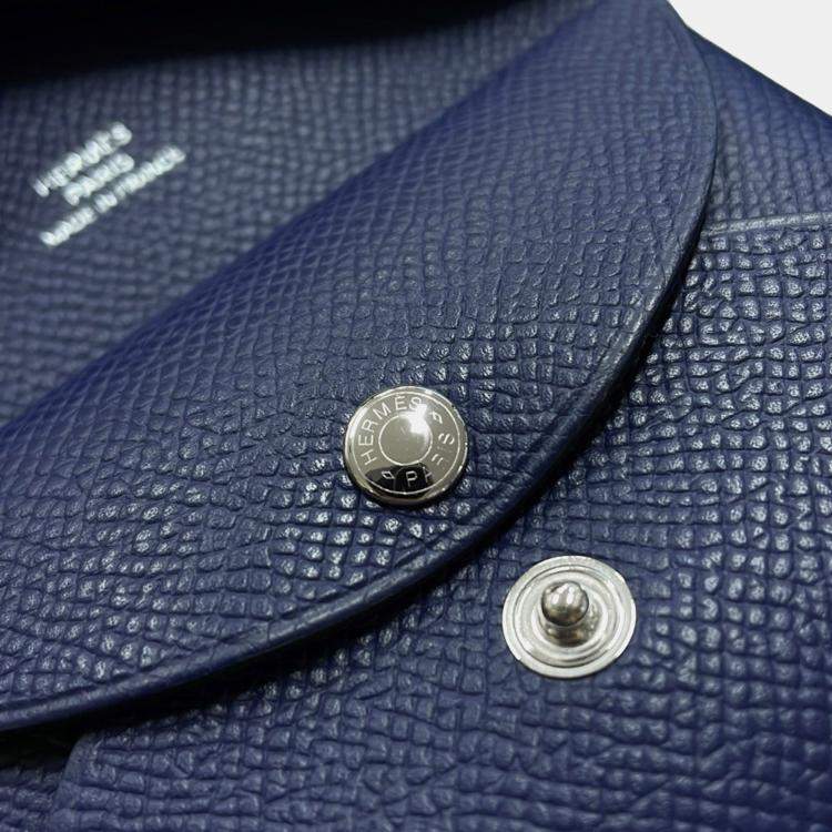 Pre Owned Hermes Calvi Duo Blue Saphir Epsom