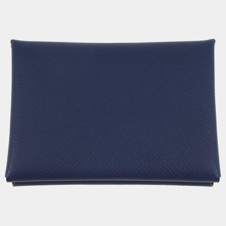 Pre Owned Hermes Calvi Duo Blue Saphir Epsom