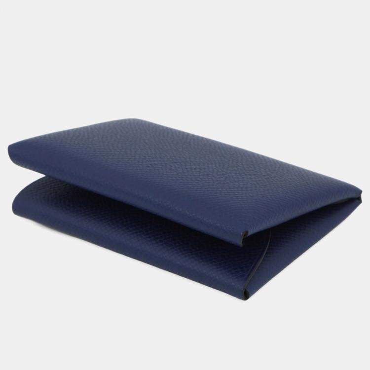 Pre Owned Hermes Calvi Duo Blue Saphir Epsom