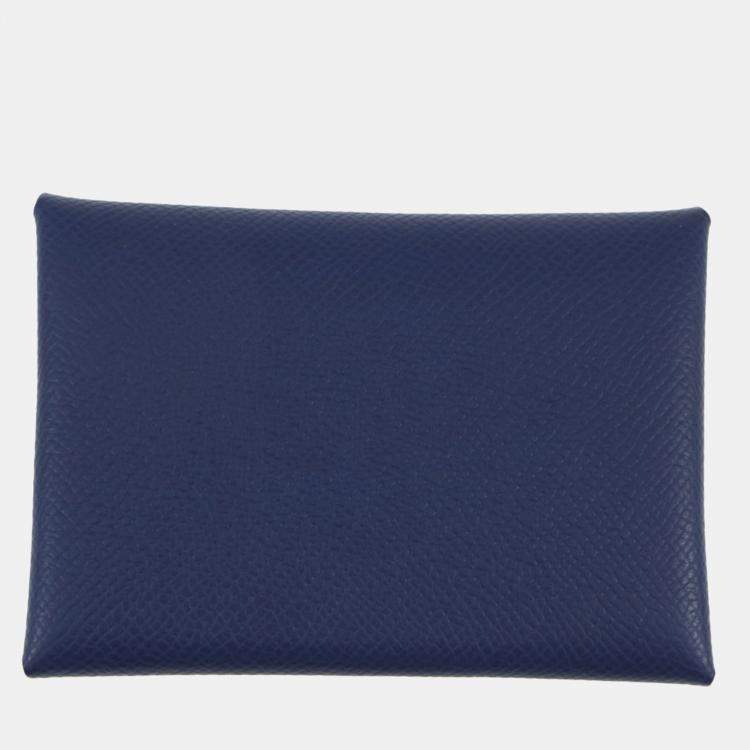 Pre Owned Hermes Calvi Duo Blue Saphir Epsom