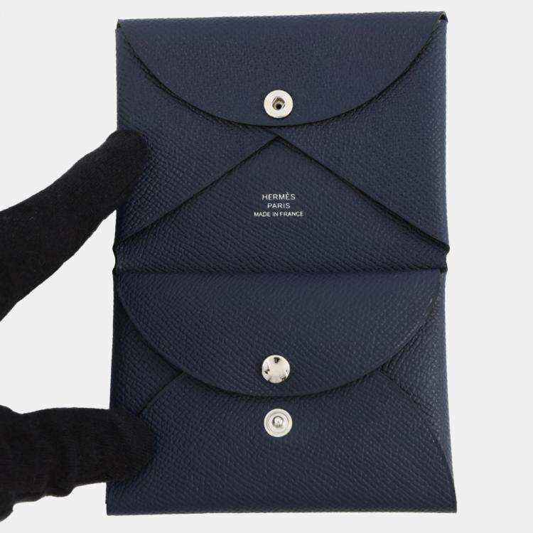 Pre Owned Hermes Calvi Duo Blue Nuit Epsom