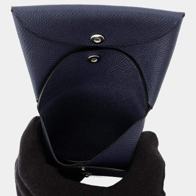 Pre Owned Hermes Calvi Duo Blue Nuit Epsom