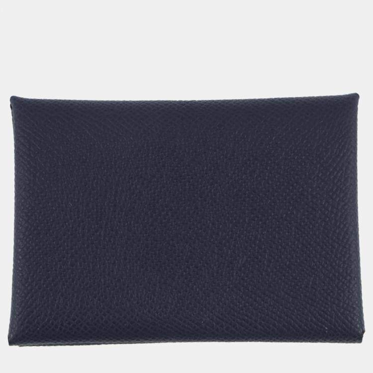 Pre Owned Hermes Calvi Duo Blue Nuit Epsom