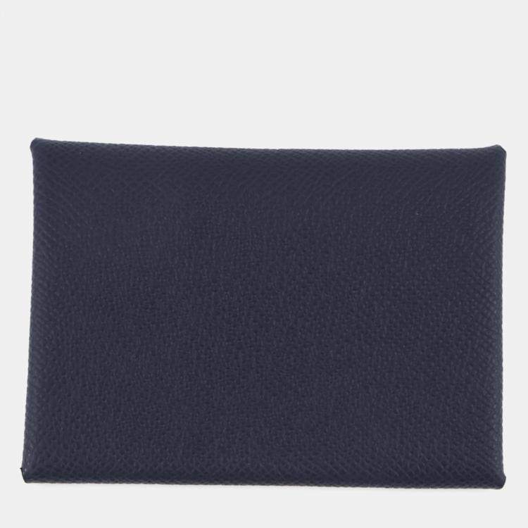 Pre Owned Hermes Calvi Duo Blue Nuit Epsom