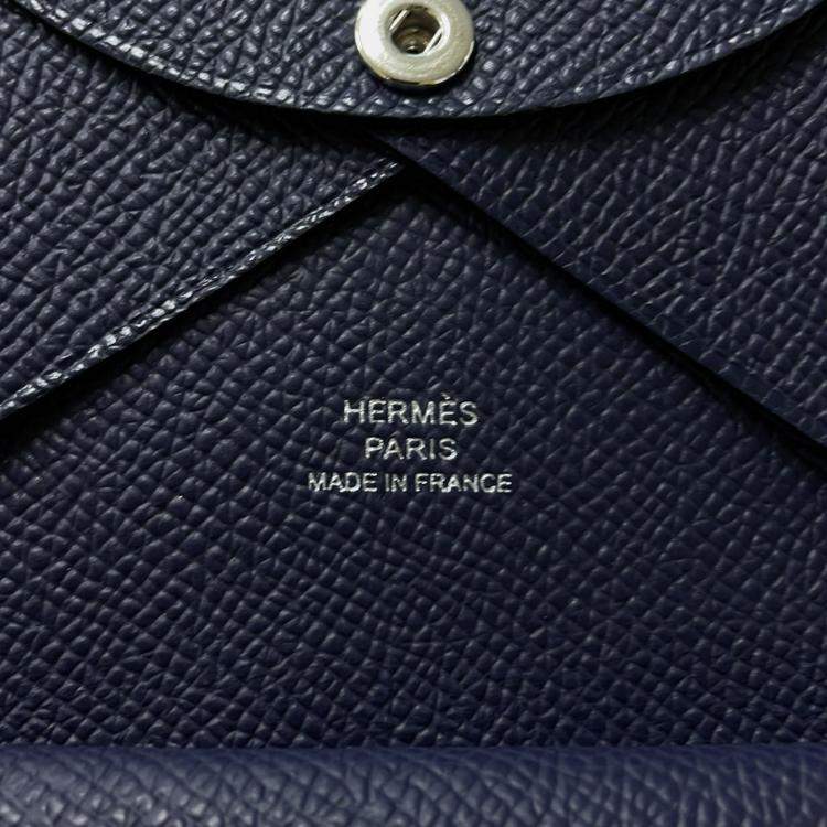 Pre Owned Hermes Calvi Duo Blue Nuit Epsom