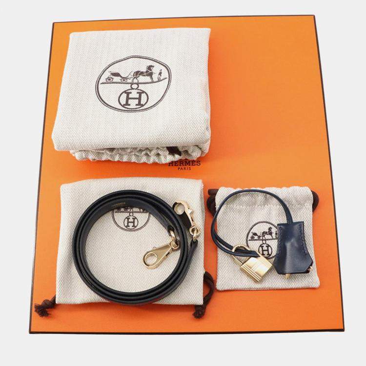 Pre Owned Hermes Kelly Sellier Blue Abysse Tadelakt Leather Size 25