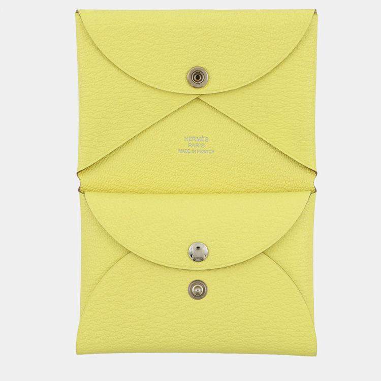 Pre Owned Hermes Calvi Duo Limoncello Chevre Myzore Goatskin