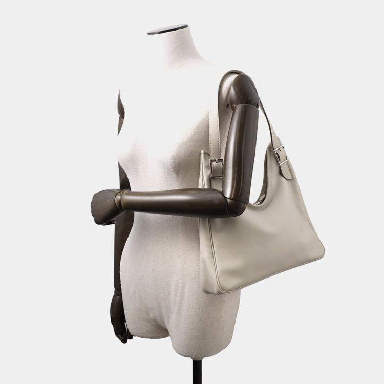 Pre Owned Hermes Masai Cut Pearl Grey Swift Leather Size 32