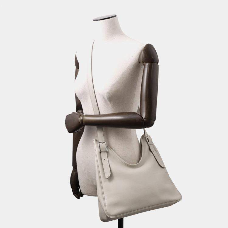 Pre Owned Hermes Masai Cut Pearl Grey Swift Leather Size 32