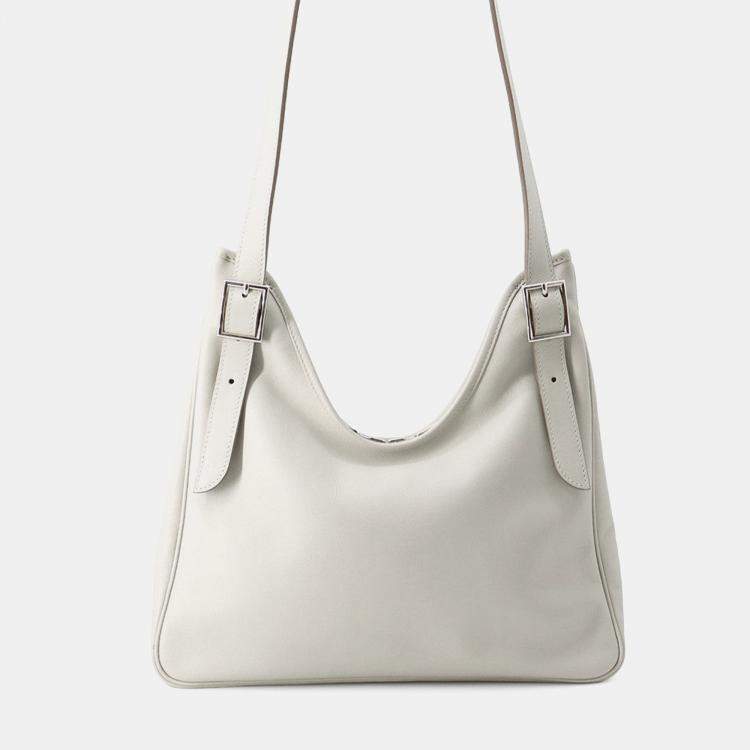 Pre Owned Hermes Masai Cut Pearl Grey Swift Leather Size 32