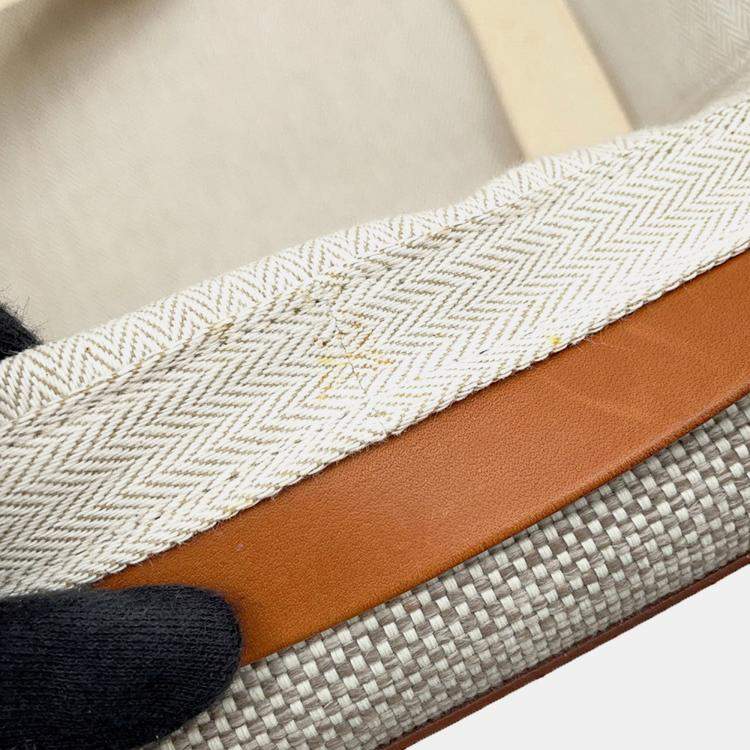 Pre Owned Hermes Caleche Express Cabin Ecru/Fauve Toile Barenia Leather