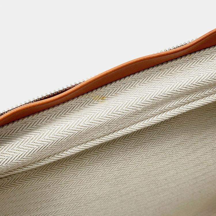 Pre Owned Hermes Caleche Express Cabin Ecru/Fauve Toile Barenia Leather