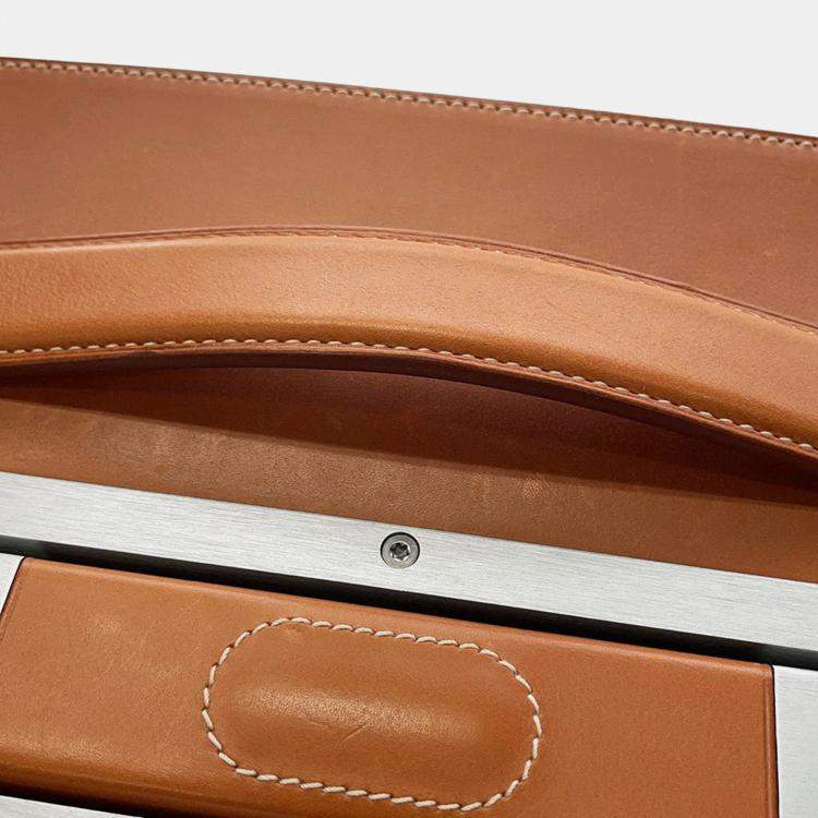 Pre Owned Hermes Caleche Express Cabin Ecru/Fauve Toile Barenia Leather