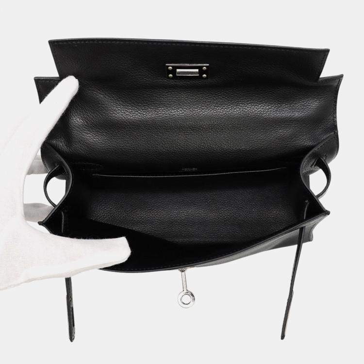 Pre Owned Hermes Pochettekelly Black Evergrain