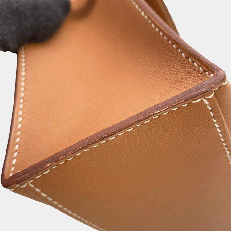 Pre Owned Hermes Pochettekelly Gold Swift Leather