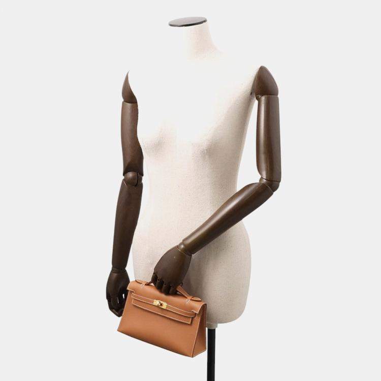 Pre Owned Hermes Pochettekelly Gold Swift Leather