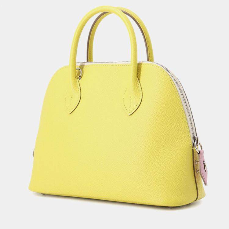 Pre Owned Hermes Bolide 1923 Lime/Mauve Sylvestre/Nata Epsom Size 25