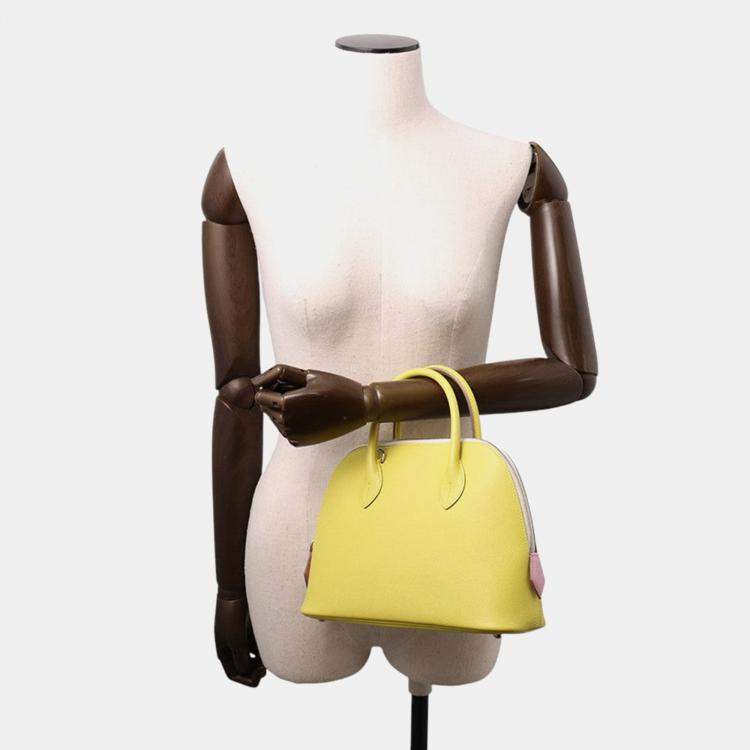 Pre Owned Hermes Bolide 1923 Lime/Mauve Sylvestre/Nata Epsom Size 25