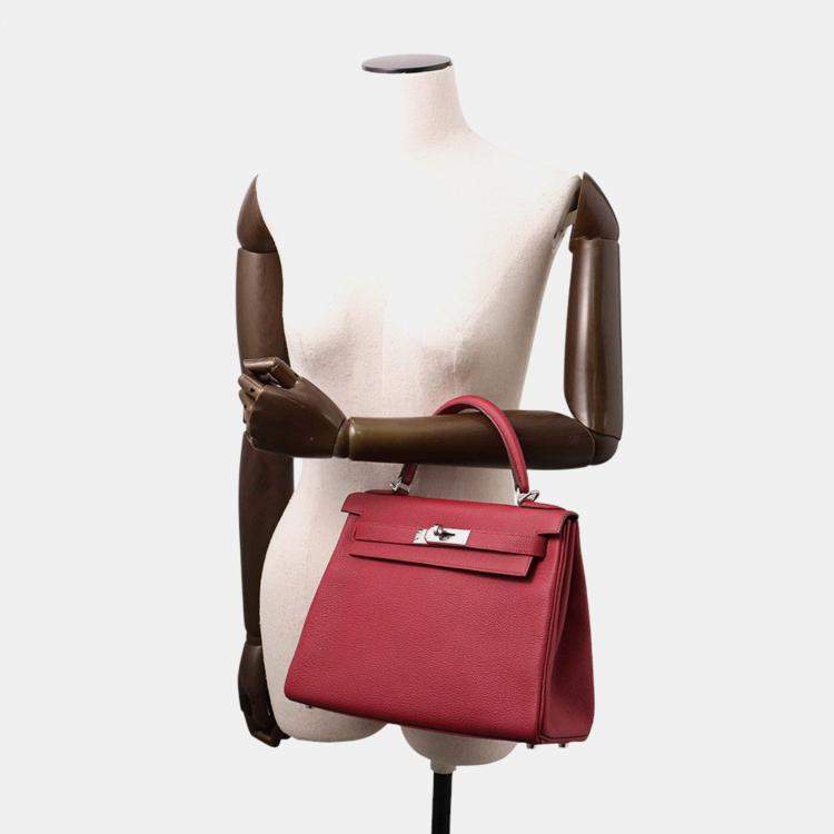 مملوكة مسبقًا Hermes Kelly Retourne Red Togo Leather Size 28