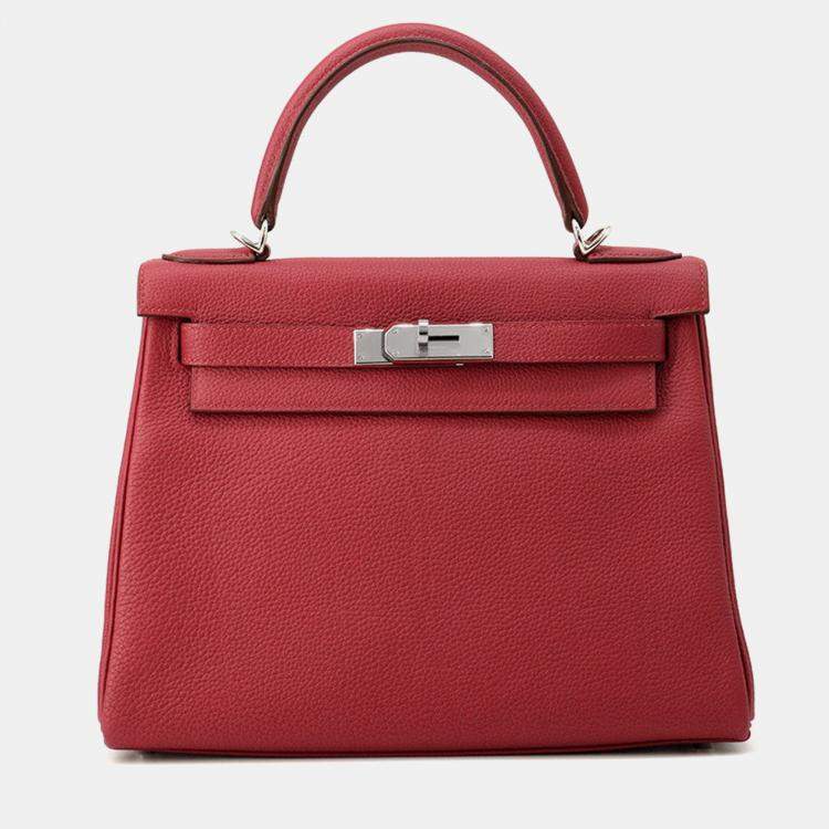 مملوكة مسبقًا Hermes Kelly Retourne Red Togo Leather Size 28