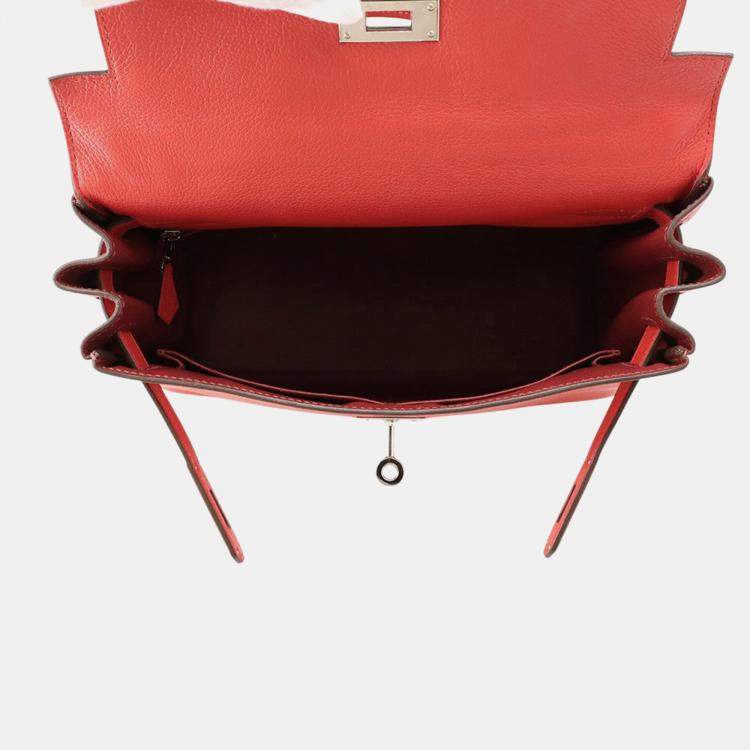 Pre Owned Hermes Kelly Retourne Rouge Coeur/Rouge Grenat Evercolor Size 28