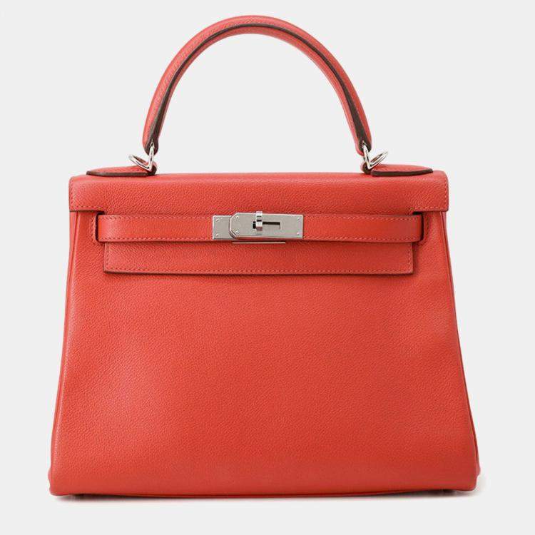 Pre Owned Hermes Kelly Retourne Rouge Coeur/Rouge Grenat Evercolor Size 28