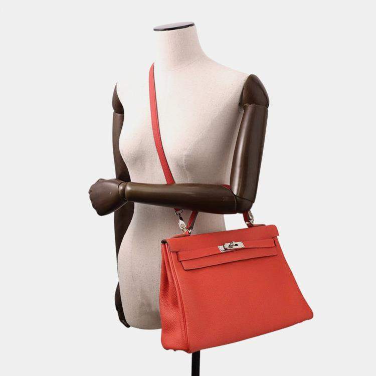 Pre Owned Hermes Kelly Retourne Geranium Togo Leather Size 32