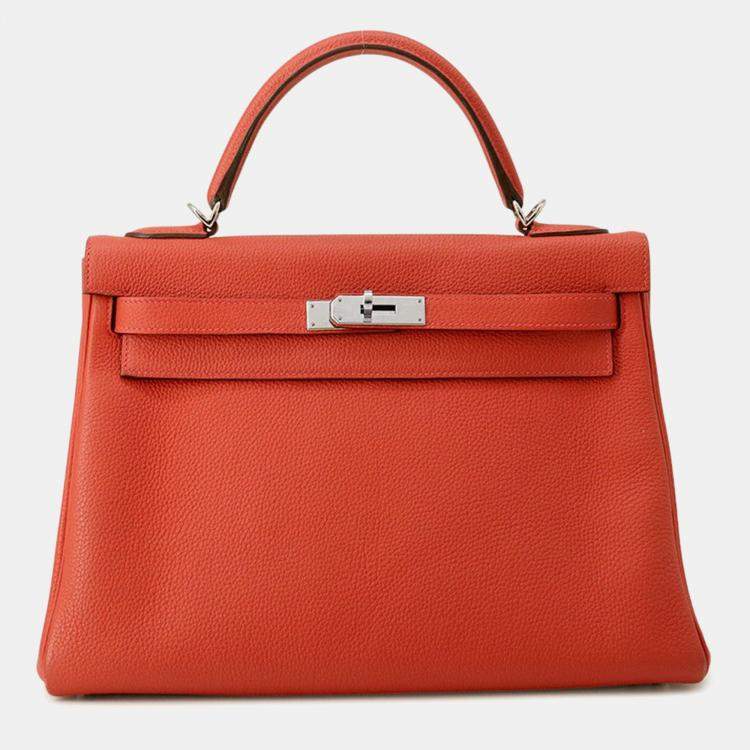 Pre Owned Hermes Kelly Retourne Geranium Togo Leather Size 32