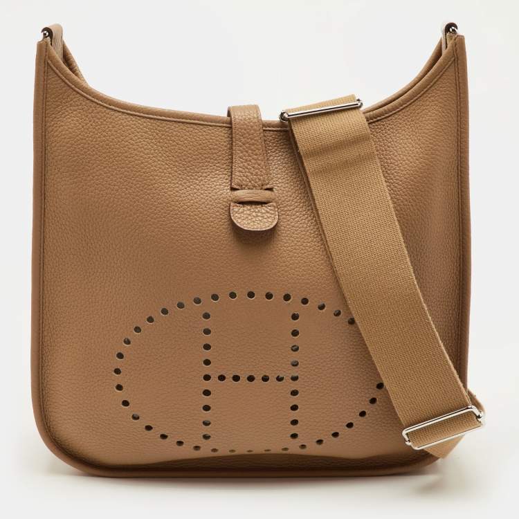Pre Owned Hermes Evelyne III GM Biscuit Taurillon Clemence Leather Bag