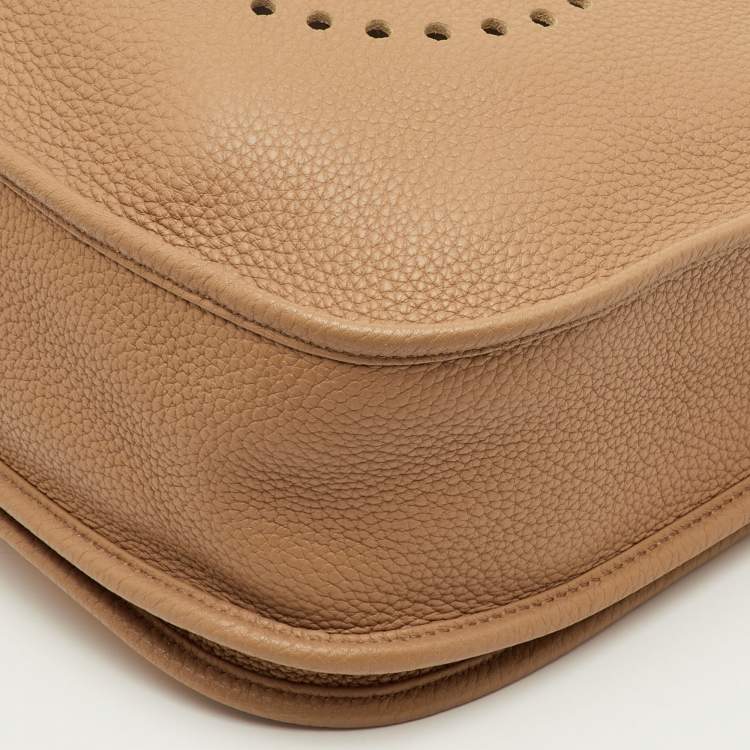 Pre Owned Hermes Evelyne III GM Biscuit Taurillon Clemence Leather Bag