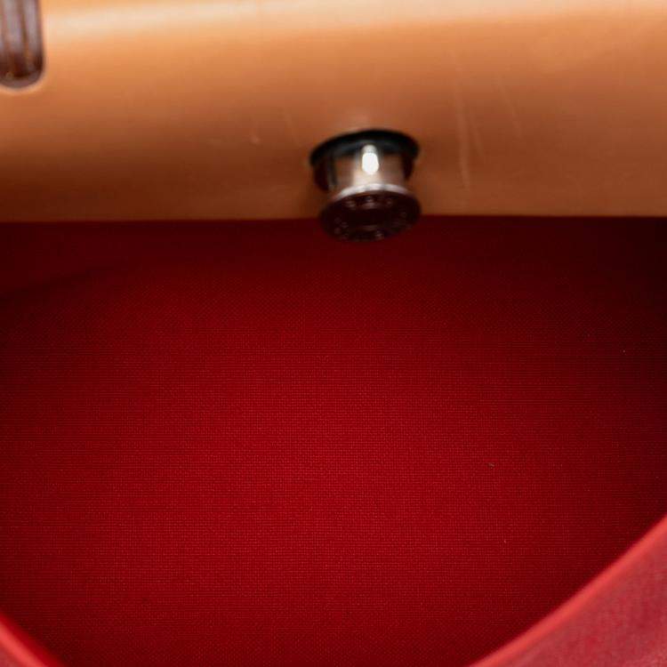 Pre Owned Hermes Brown Red Toile Herbag Zip 31