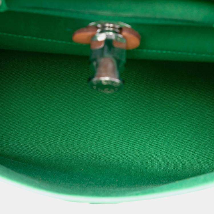 Pre Owned Hermes Brown Green Toile Herbag Zip 31