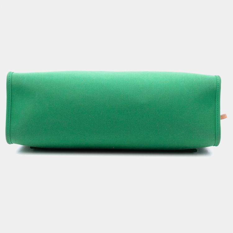 Pre Owned Hermes Brown Green Toile Herbag Zip 31