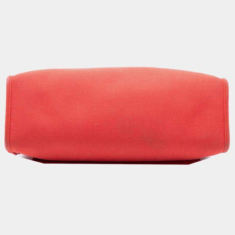 Pre Owned Hermes Brown Orange Toile Herbag Zip 31