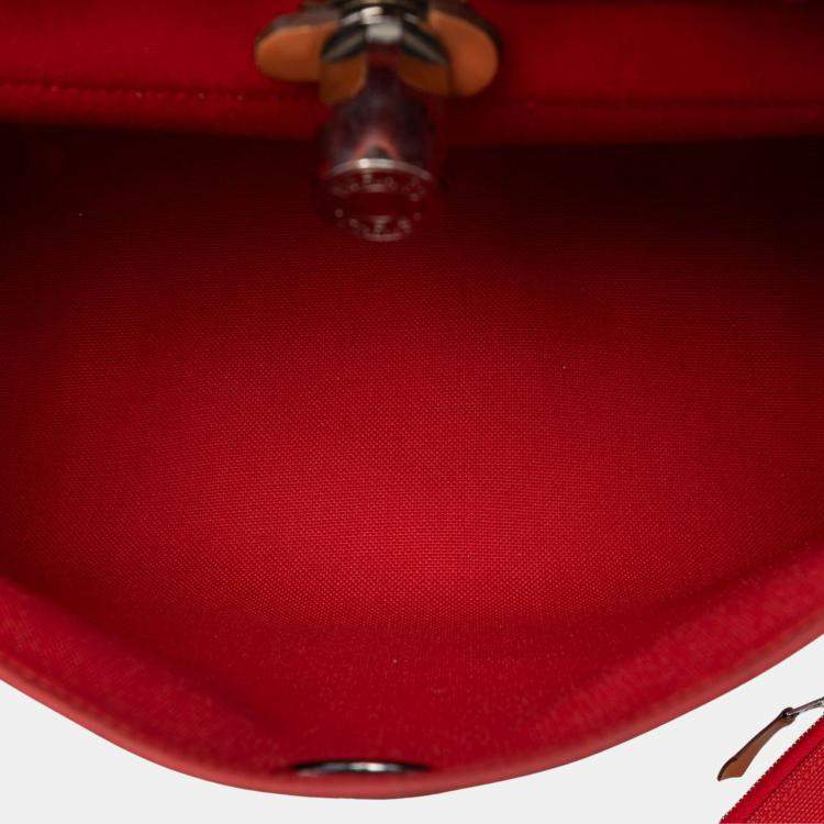 Pre Owned Hermes Brown Orange Toile Herbag Zip 31