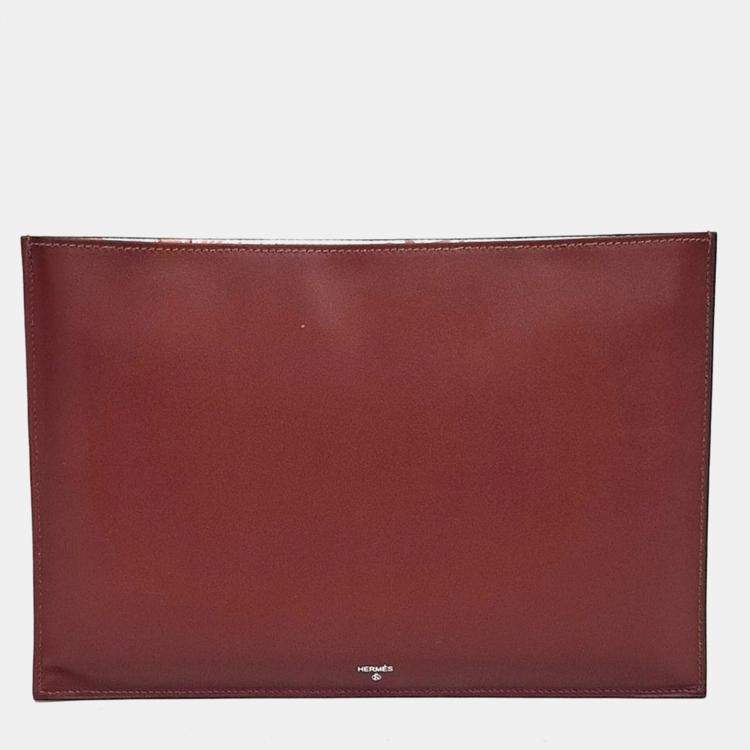 Pre Owned Hermes Blue Leather Petit Ash Clutch