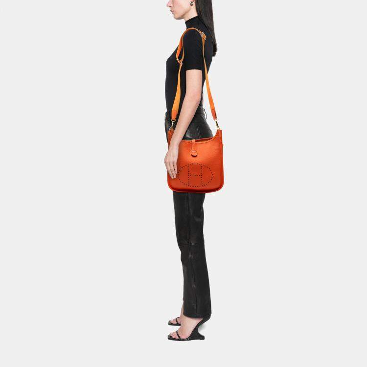 Pre Owned Hermes Orange Clemence Evelyne III 29