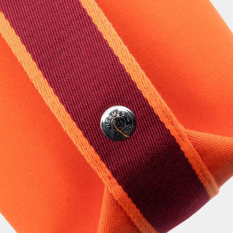 Pre Owned Hermes Orange Red Small Toile Bride A Brac Case