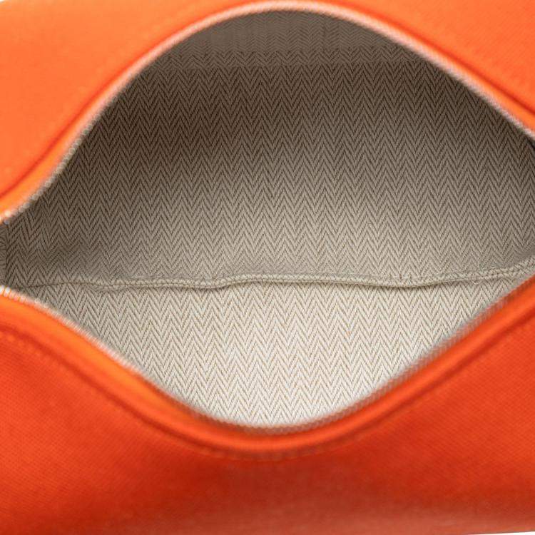 Pre Owned Hermes Orange Red Small Toile Bride A Brac Case