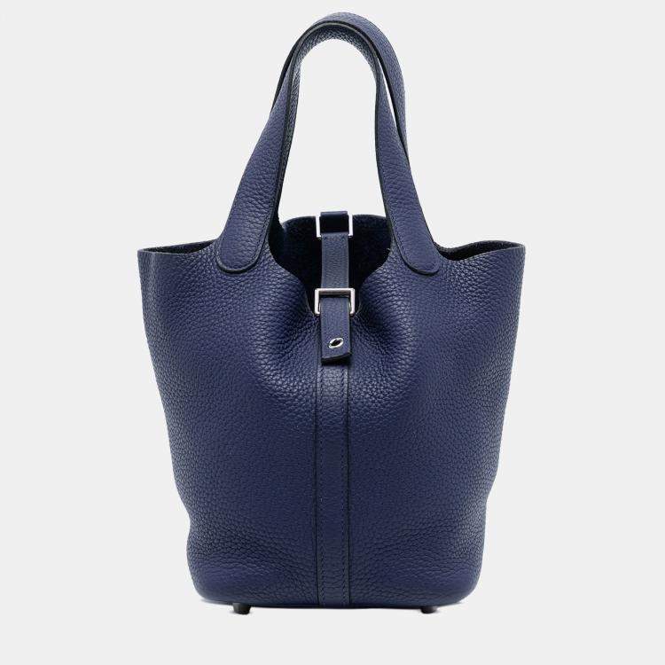 Pre Owned Hermes Blue Clemence Picotin Lock 18