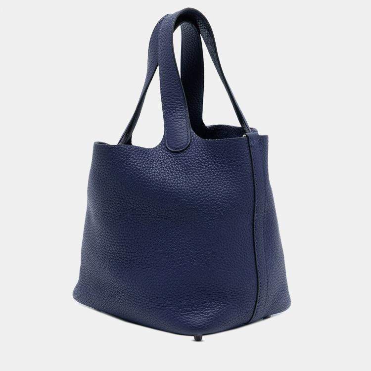 Pre Owned Hermes Blue Clemence Picotin Lock 18