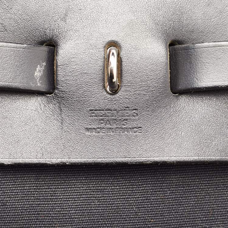 Pre Owned Hermes Herbag Black Toile Canvas and Vache Hunter 2-in-1 Backpack